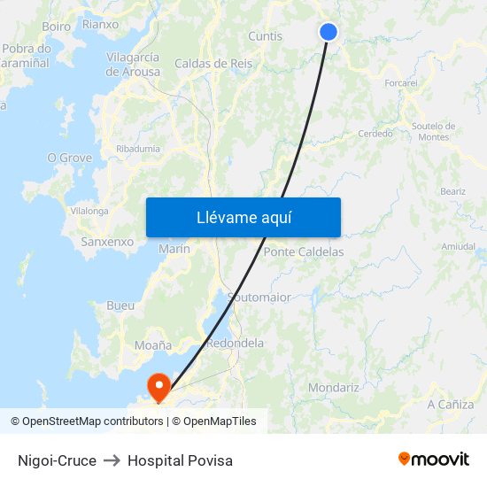 Nigoi-Cruce to Hospital Povisa map