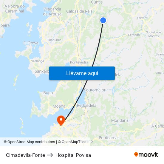Cimadevila-Fonte to Hospital Povisa map