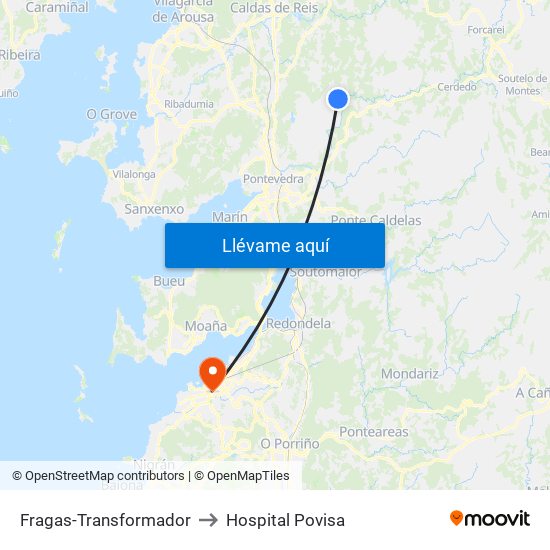 Fragas-Transformador to Hospital Povisa map