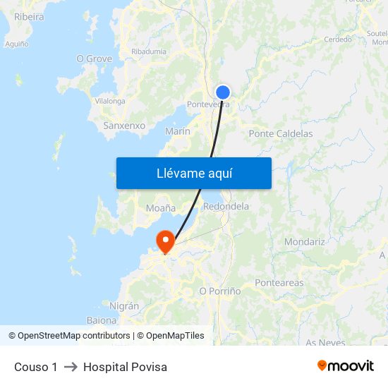 Couso 1 to Hospital Povisa map