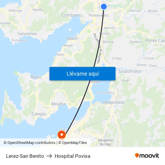 Lerez-San Benito to Hospital Povisa map