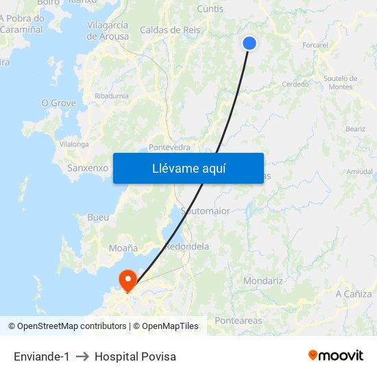 Enviande-1 to Hospital Povisa map