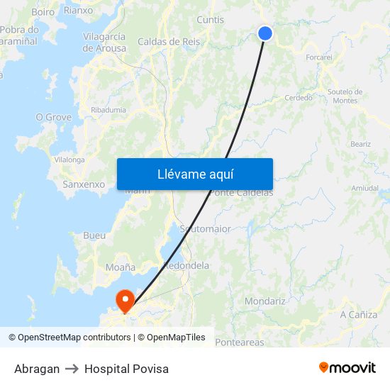 Abragan to Hospital Povisa map