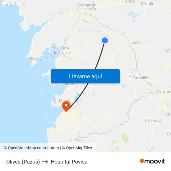 Olives (Pazos) to Hospital Povisa map