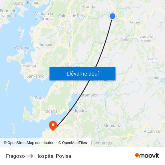 Fragoso to Hospital Povisa map