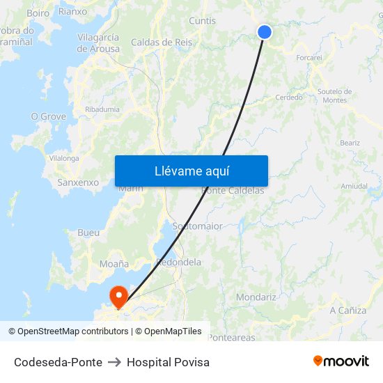 Codeseda-Ponte to Hospital Povisa map