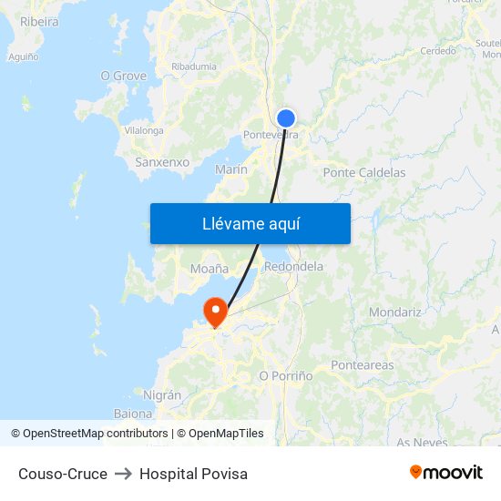 Couso-Cruce to Hospital Povisa map