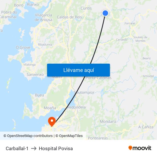 Carballal-1 to Hospital Povisa map
