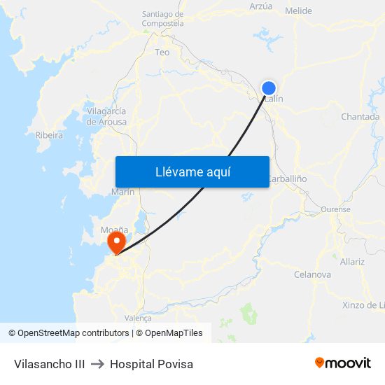 Vilasancho III to Hospital Povisa map