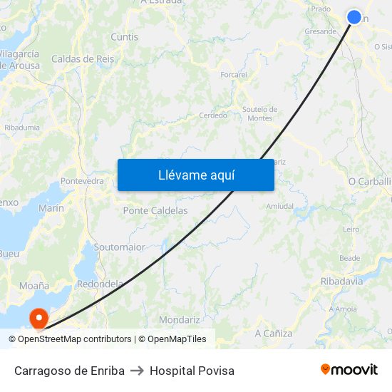 Carragoso de Enriba to Hospital Povisa map