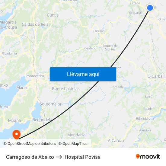 Carragoso de Abaixo to Hospital Povisa map