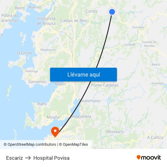 Escariz to Hospital Povisa map