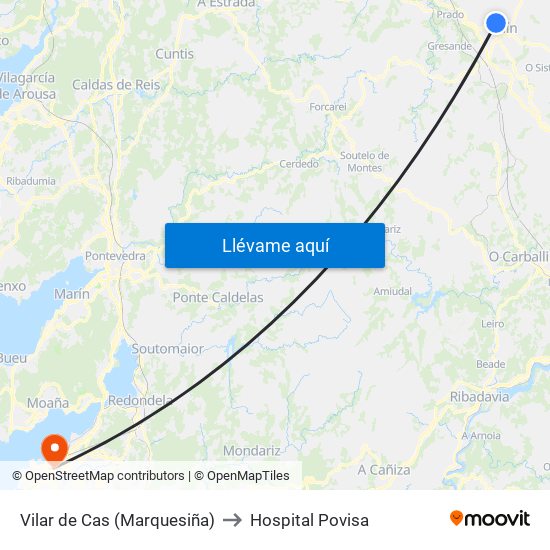 Vilar de Cas (Marquesiña) to Hospital Povisa map