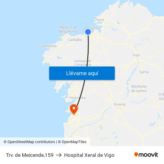 Trv. de Meicende,159 to Hospital Xeral de Vigo map