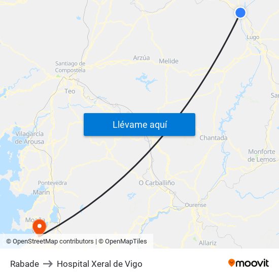 Rabade to Hospital Xeral de Vigo map