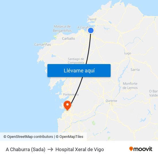 A Chaburra (Sada) to Hospital Xeral de Vigo map