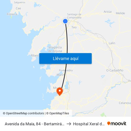 Avenida da Maía, 84 - Bertamiráns (Ames) to Hospital Xeral de Vigo map