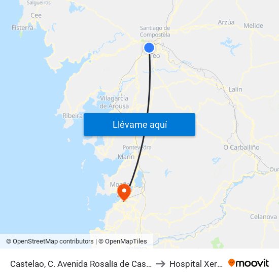 Castelao, C. Avenida Rosalía de Castro - Milladoiro (Ames) to Hospital Xeral de Vigo map