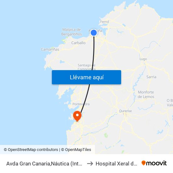 Avda Gran Canaria,Náutica (Interurbano) to Hospital Xeral de Vigo map