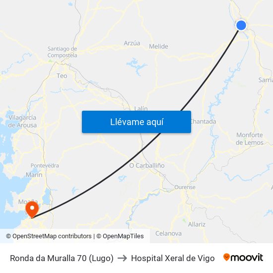 Ronda da Muralla 70 (Lugo) to Hospital Xeral de Vigo map