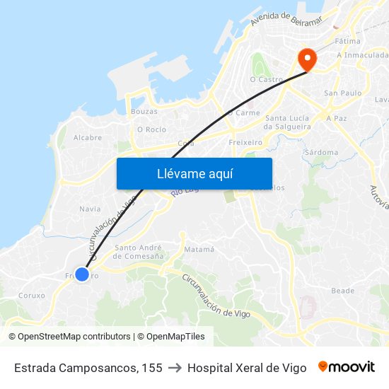 Estrada Camposancos, 155 to Hospital Xeral de Vigo map