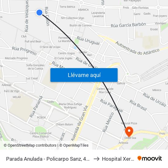 Parada Anulada - Policarpo Sanz, 40 // A Viña da Fervenza to Hospital Xeral de Vigo map