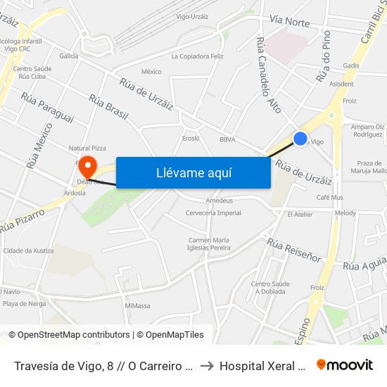 Travesía de Vigo, 8 // O Carreiro de Pousada to Hospital Xeral de Vigo map