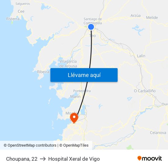 Choupana, 22 to Hospital Xeral de Vigo map