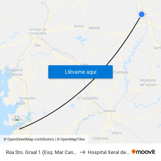 Rúa Sto. Graal 1 (Esq. Mar Cantábrico) to Hospital Xeral de Vigo map