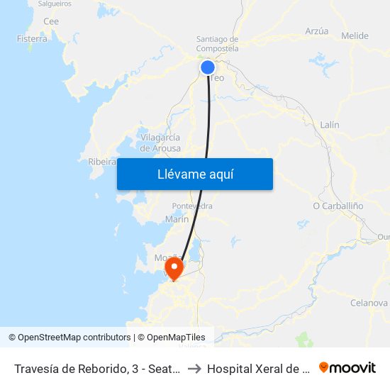 Travesía de Reborido, 3 - Seat (Teo) to Hospital Xeral de Vigo map