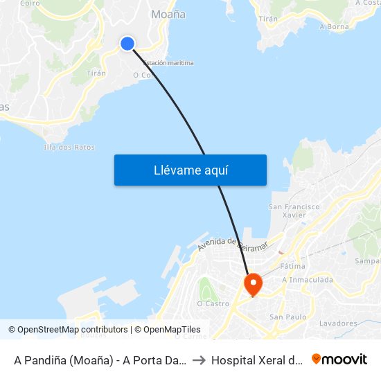 A Pandiña (Moaña) - A Porta Das Troulas to Hospital Xeral de Vigo map