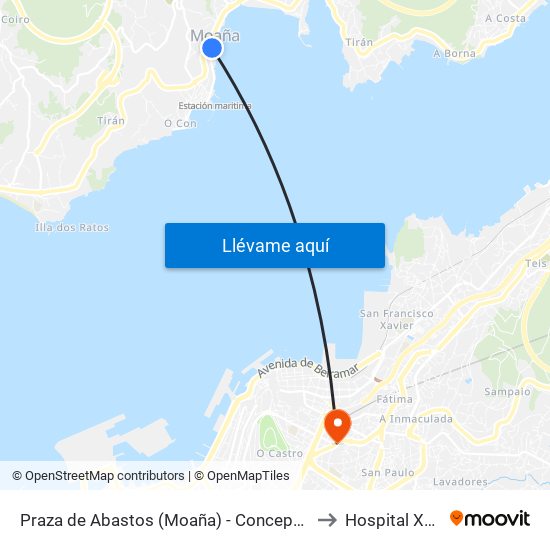 Praza de Abastos (Moaña) - Concepción Arenal - Alameda (Moaña) to Hospital Xeral de Vigo map