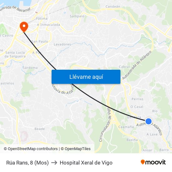 Rúa Rans, 8 (Mos) to Hospital Xeral de Vigo map