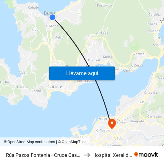 Rúa Pazos Fontenla - Cruce Castelao(Bueu) to Hospital Xeral de Vigo map