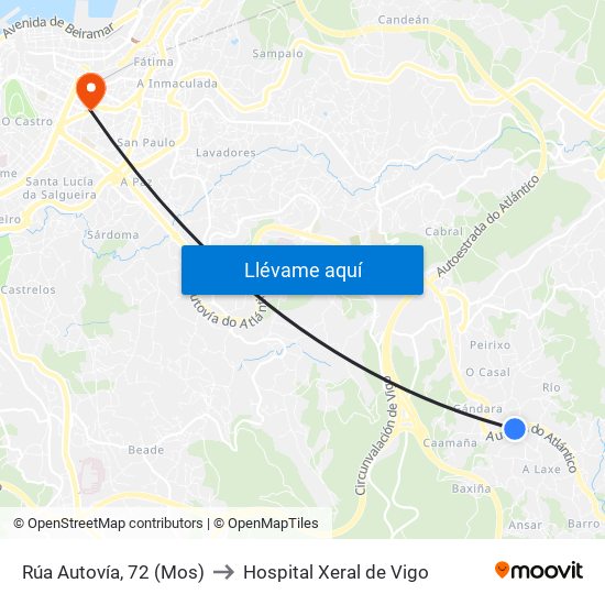 Rúa Autovía, 72 (Mos) to Hospital Xeral de Vigo map