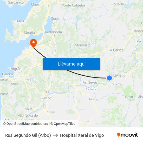 Rúa Segundo Gil (Arbo) to Hospital Xeral de Vigo map