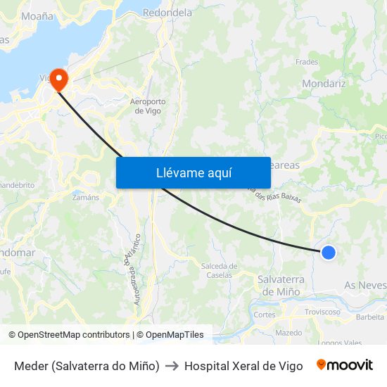 Meder (Salvaterra do Miño) to Hospital Xeral de Vigo map