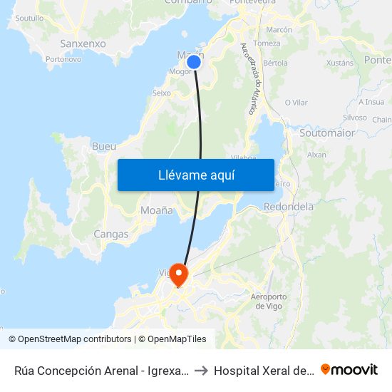 Rúa Concepción Arenal - Igrexa (Marín) to Hospital Xeral de Vigo map