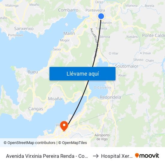 Avenida Virxinia Pereira Renda - Conservatorio (Pontevedra) to Hospital Xeral de Vigo map
