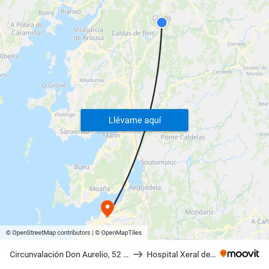 Circunvalación Don Aurelio, 52 (Cuntis) to Hospital Xeral de Vigo map