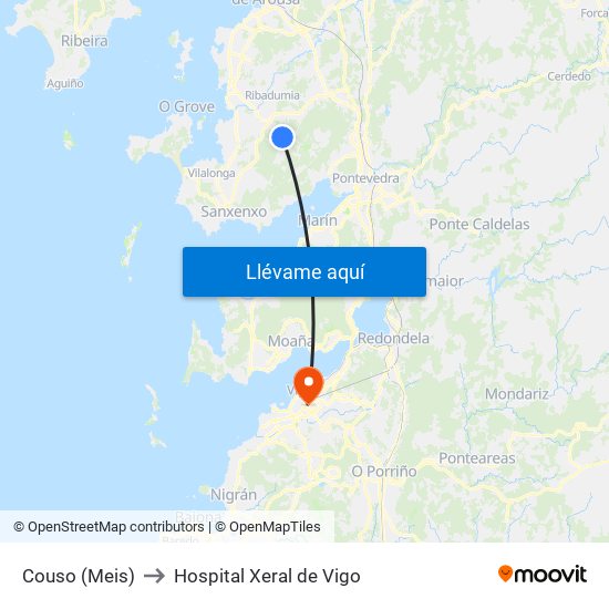 Couso (Meis) to Hospital Xeral de Vigo map
