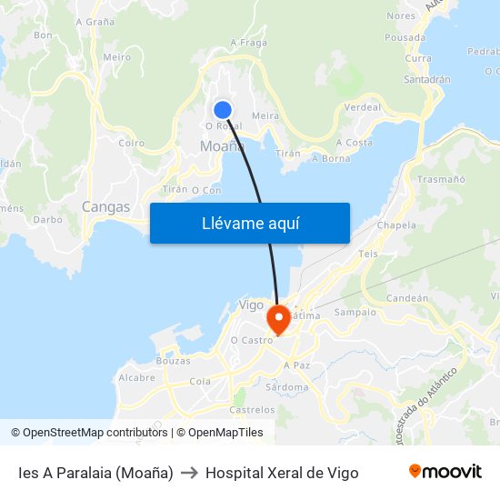 Ies A Paralaia (Moaña) to Hospital Xeral de Vigo map