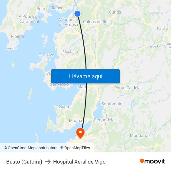 Busto (Catoira) to Hospital Xeral de Vigo map
