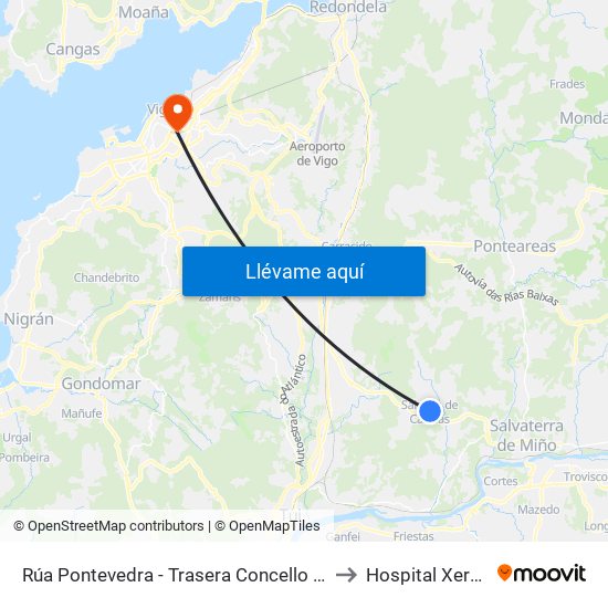 Rúa Pontevedra - Trasera Concello (Salceda de Caselas) to Hospital Xeral de Vigo map
