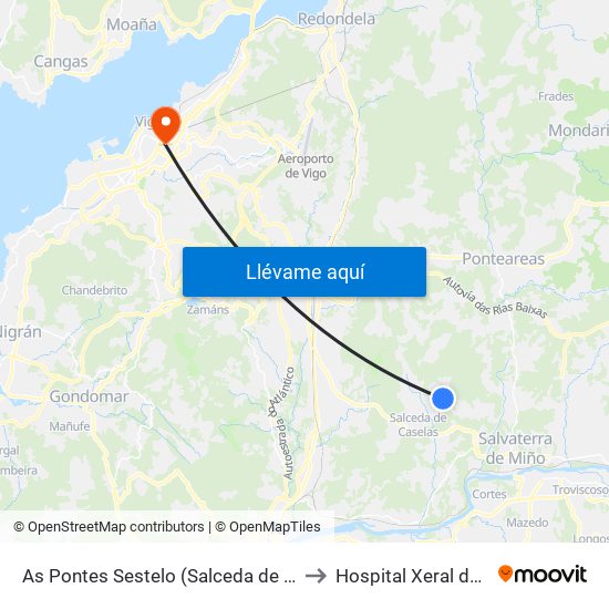 As Pontes Sestelo (Salceda de Caselas) to Hospital Xeral de Vigo map