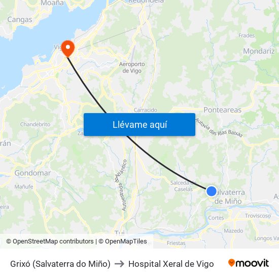 Grixó (Salvaterra do Miño) to Hospital Xeral de Vigo map