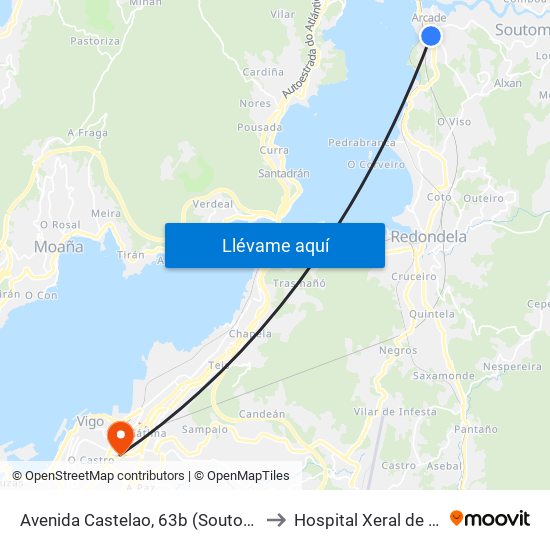 Avenida Castelao, 63b (Soutomaior) to Hospital Xeral de Vigo map