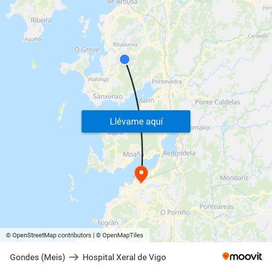 Gondes (Meis) to Hospital Xeral de Vigo map