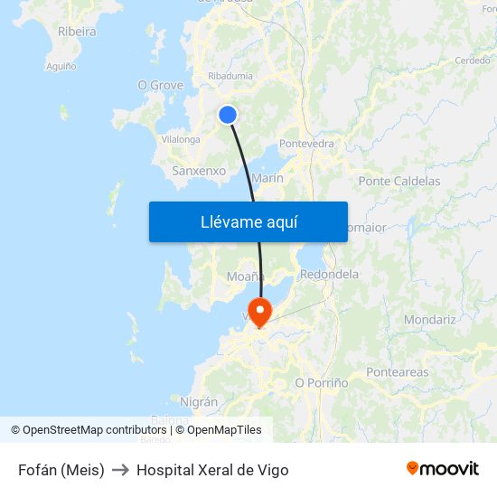 Fofán (Meis) to Hospital Xeral de Vigo map