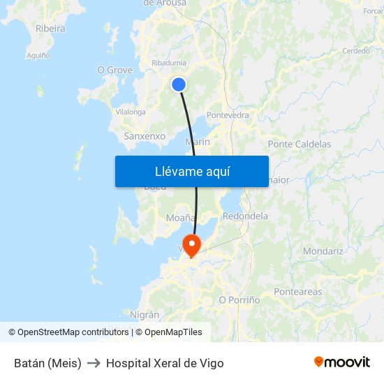 Batán (Meis) to Hospital Xeral de Vigo map